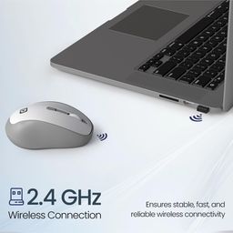 Portronics Toad 34 Wireless Mouse with 2.4 GHz Wireless, Adjustable Sensitivity, USB Receiver, Ergonomic Design, for Laptops, Desktops PC, Mac (White) POR-2783 image 2