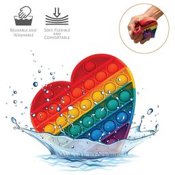 Vworld Unicorn Heart Shape Pop Bubble Stress Relieving Silicone Pop It Fidget Toys Pack of 2 - Multicolor image 3