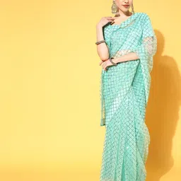 RAJGRANTH Embellished Sequinned Net Saree image 1