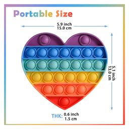 Vworld Unicorn Heart Shape Pop Bubble Stress Relieving Silicone Pop It Fidget Toys Pack of 2 - Multicolor image 4