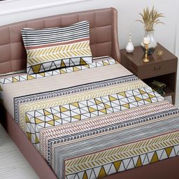 Myntra Elegant Homes Yellow & White Printed 300 TC Single Bedsheet Set-2.25 m x 1.50 m-image-63