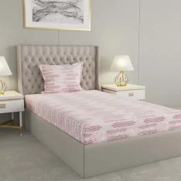 Raymond Home Delight Pink 104 TC Cotton Single Bedsheet with 1 Pillow Cover-image-100