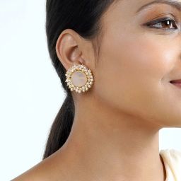 Teejh Roop Light Pink Druzy Stone Stud Earrings image 2