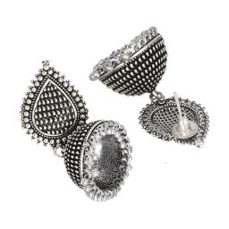 Teejh Anukriti Leaf Silver Oxidized Jhumki Earrings image 2