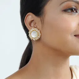 Teejh Roop White Druzy Stone Stud Earrings image 2