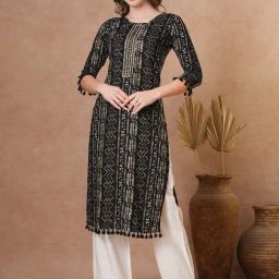 Fashor Black Regular Fit Printed Kurta-picture-22
