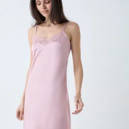 Wunderlove by Westside Dusty Pink Lace-Detailed Satin Slip-picture-13