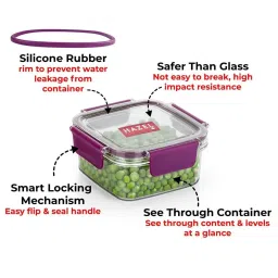 HAZEL Transparent Plastic Airtight Leak proof Microwave Safe Container 600 ml image 2