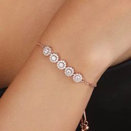 Zavya Lustrous Cubic Zirconia Rose Gold Plated 925 Sterling Silver Bracelet-image-17