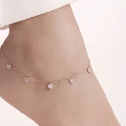 Zavya Heart CZ Rose Gold Plated 925 Sterling Silver Anklet-image-91
