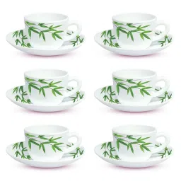 Larah by Borosil Multicolor Ceramic Opalware Cup and Saucer Set of 12 220ml image 2