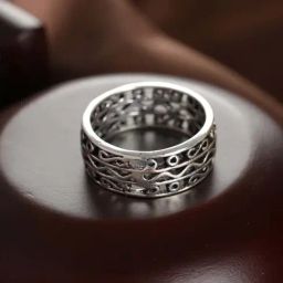 Bold By Priyaasi Wave Band Silver-Plated Ring for Men-18