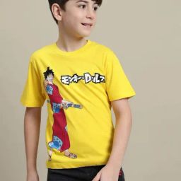 Kidsville Boys Yellow Cotton Printed T-Shirt-image-51