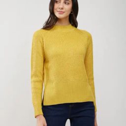 Fablestreet Yellow Acrylic Regular Fit Sweater-47
