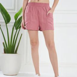 KASSUALLY Pink Relaxed Fit Shorts-image-28