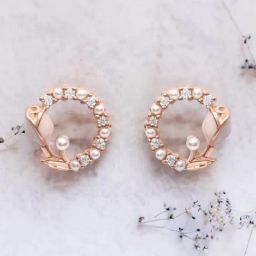 Zavya Rose Plated 925 Sterling Silver Solitaire Earrings-image-7