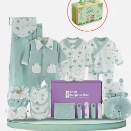 Little Surprise Box Kids Green Cotton Printed Baby Hamper Gift Set-image-75