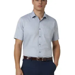 Van Heusen Blue Cotton Regular fit Print Formal Shirt-image-7
