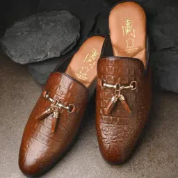 Hitz Luxure Men's Tan Mule Shoes-picture-5