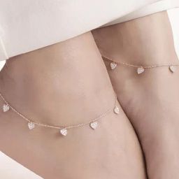 Zavya Heart CZ Rose Gold Plated 925 Sterling Silver Anklets Pair-image-94