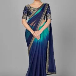 APNISHA Blue Tie & Dye Saree With Unstitched Blouse-picture-18