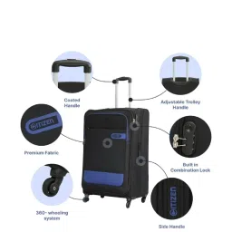 Citizen Wander Weave Black Color Block Trolley Bag Pack of 3 - 55 Cms, 65 Cms & 75 Cms image 2
