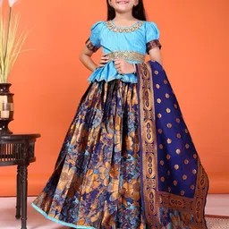 BAESD Girls Embroidered Sequinned Ready to Wear Lehenga & Blouse With Dupatta-image-83