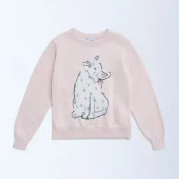 HOP by Westside Light Pink Animal Design Cotton Sweater-picture-23