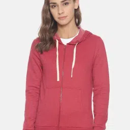 Campus Sutra Red Full Sleeves Hooded Sweatshirt-image-74