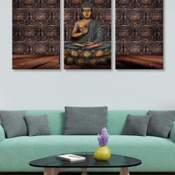 999Store Brown Buddha Art 3 Frame Canvas Paintings-48