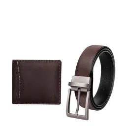 SCHARF Dark Brown Leather Reversible Belt With Wallet for Men-picture-41