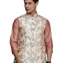 Manyavar Beige Regular Fit Embroidered Nehru Jacket-picture-38