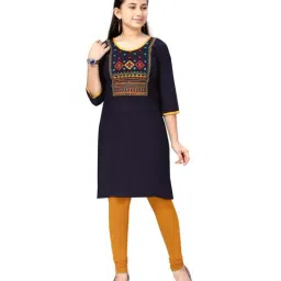Aarika Kids Navy Cotton Embroidered Kurti-image-41