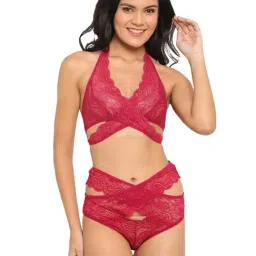 N-Gal Fuchsia Lace Non-Padded Bralette Set-picture-38