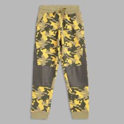 Blue Giraffe Kids Olive Camouflage Print Joggers-image-0