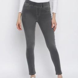 Tales & Stories Grey Regular Fit Jeggings-image-5