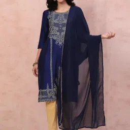Rangriti Navy Plain Dupatta-picture-33