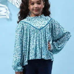 Biba Kids Blue Printed Full Sleeves Top-image-29