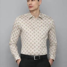 Louis Philippe Beige Cotton Slim Fit Printed Shirt-picture-16
