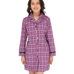 Cutecumber Kids Mauve Check Full Sleeves Dress-picture-0