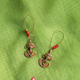ExclusiveLane 'Tribal Dhokra Ladies' Multicolored Brass Earrings in Dhokra Art-image-48
