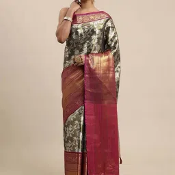 Blissta Green & Pink Woven Saree With Unstitched Blouse-image-49