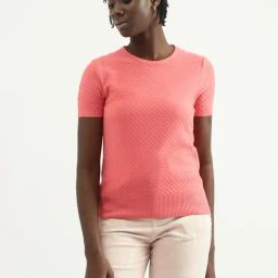 United Colors of Benetton Coral Cotton Self Pattern Top-image-59
