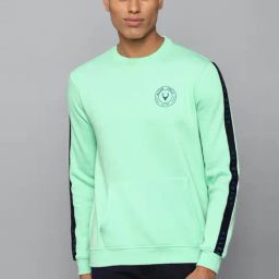Men Green Crew Neck Full Sleeves Casual Sweatshirt-image-1