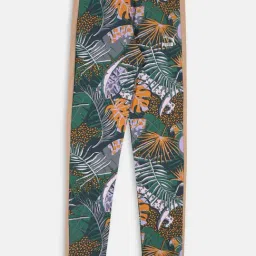 Puma Kids T7 VACAY QUEEN Beige & Green Cotton Printed Tights-image-77