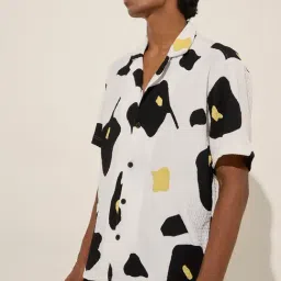 Nuon by Westside White Abstract Design Relaxed-Fit Shirt-image-82