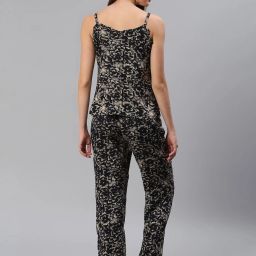 Cation Black Printed Top With Pyjamas image 2