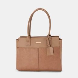 Forever Glam by Pantaloons Taupe Textured Medium Tote Handbag-25