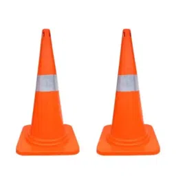 Ladwa 750 mm 2 Kg Flexible Orange Traffic Cone with Reflective Strip (Pack of 2)-33