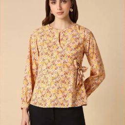 Allen Solly Peach & Yellow Printed Top-image-20